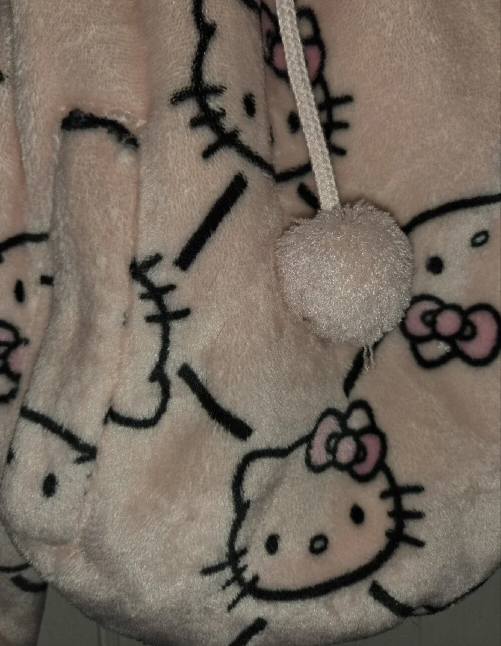 Hello Kitty Pink Plush Hooded Zip Jacket with Pom Tassels
